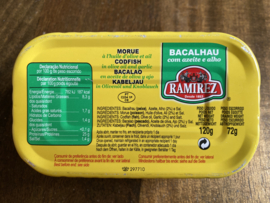 Stokvis in olijfolie en knoflook / Bacalhau com azeite e alho (120gr)