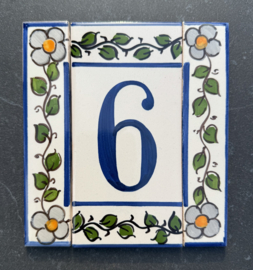 Keramische rand Lisboa / grijze bloemen (15x3cm)