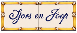 Handbeschilderd Portugees Naambord | 2 tegels | 40 x 15 cm | Patroon 20