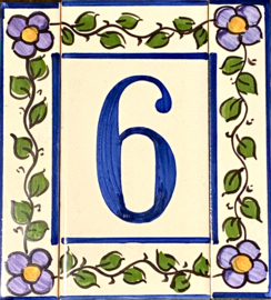 Keramische rand donkerpaarse bloemen (15x3cm)