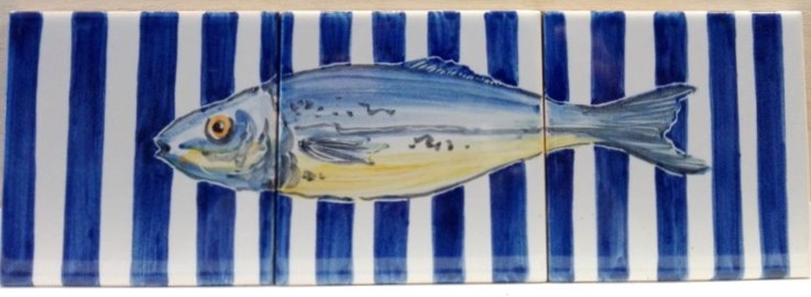 Wandtegeltableau Chicharro / visjes collectie (3 x 15x15cm)