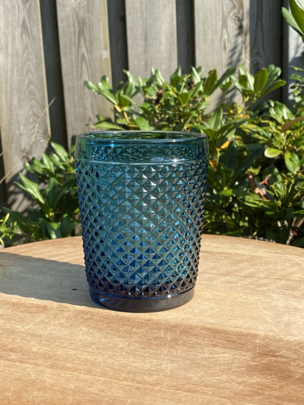 Waterglas blauw (Diamond - / Alegre | Glaswerk van Vista & Keramische onderzetters | deportugees-webshop.nl