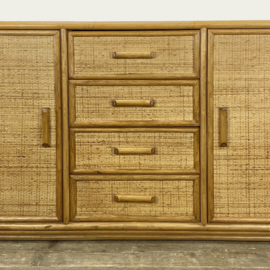 VINTAGE ROTAN EN BAMBOE DRESSOIR/SIDE BOARD 1970's