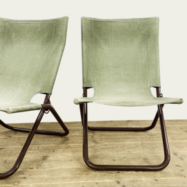 OPVOUWBARE BUISFRAME EN CANVAS LOUNGESTOELEN 70's