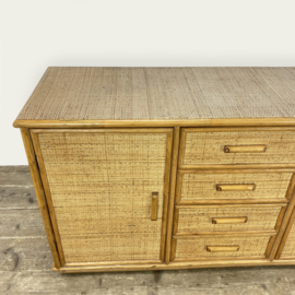 VINTAGE ROTAN EN BAMBOE DRESSOIR/SIDE BOARD 1970's
