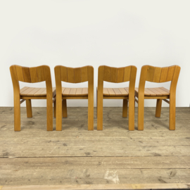SET (4) BRUTALIST HOUTEN STOELEN