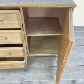 VINTAGE ROTAN EN BAMBOE DRESSOIR/SIDE BOARD 1970's