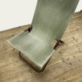 OPVOUWBARE BUISFRAME EN CANVAS LOUNGESTOELEN 70's