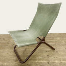 OPVOUWBARE BUISFRAME EN CANVAS LOUNGESTOELEN 70's