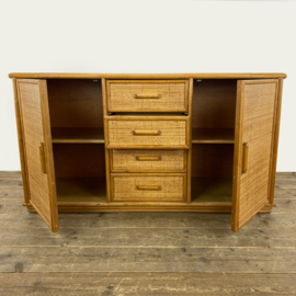 VINTAGE ROTAN EN BAMBOE DRESSOIR/SIDE BOARD 1970's