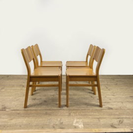 SET (4) BRUTALIST HOUTEN STOELEN