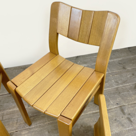 SET (4) BRUTALIST HOUTEN STOELEN