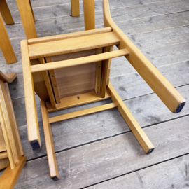 SET (4) BRUTALIST HOUTEN STOELEN