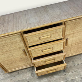 VINTAGE ROTAN EN BAMBOE DRESSOIR/SIDE BOARD 1970's