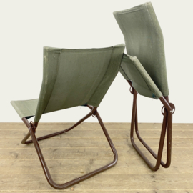 OPVOUWBARE BUISFRAME EN CANVAS LOUNGESTOELEN 70's