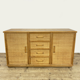 VINTAGE ROTAN EN BAMBOE DRESSOIR/SIDE BOARD 1970's