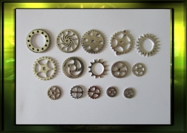 Zilver steampunk gears set / medium nr. 2