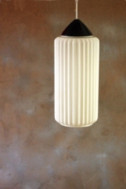 Twee geribbelde glazen ganglampen `60 / Two ribbed glass hallway lamps 60. [sold]