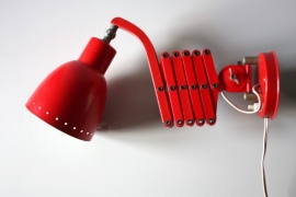 Rode vintage schaarlamp /  Red vintage scissor lamp [verkocht]