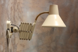Ivoorwitte schaarlamp `60 / Ivorywhite extendable wall lamp `60 [verkocht]