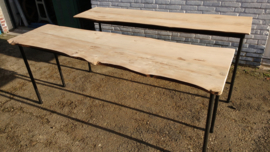 Industriële tafels met boomstamdelen [sold]