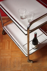 Serveer wagentje wit chroom `70 / Serve trolley white chrome `70 [verkocht]