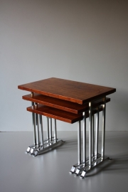 Mimi tafelsetje hout chrome / Mimi tables wood chrome (verkocht)