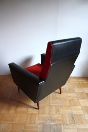 Vintage Fauteuil rood-zwart / Vintage Easy chair red-black [sold]