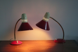 Rode ivoren bedlampjes  2x / Red ivory bedlamps 2x [sold]