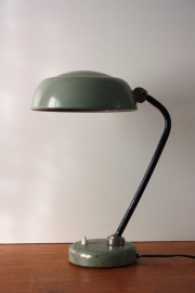 Industriële grijsgroene bureaulamp / Industrial grey green desk lamp [verkocht ]