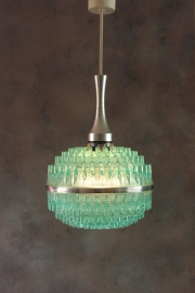 Hippe belgische turquoise hanglamp `70 / Trendy Belgian turquoise pendant lamp ` 70 [verkocht]