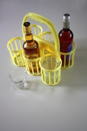 Flessenmandje lichtgeel fifties / Bottle basket pale yellow fifties [verkocht]