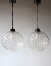 2 Glazen bellen-bollamp / 2 Glass bubble globe lamps [verkocht]
