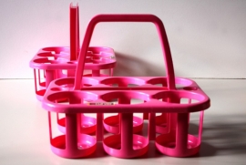 2 Rose Curver flessenmandjes / 2 Pink Curver bottle baskets [sold]