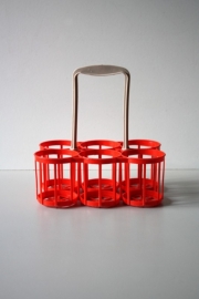 Klein flessenmandje rood / Smalle red bottle basket [sold]