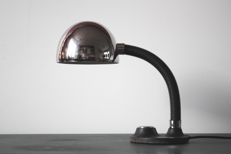 Chroom bollamp / Chromium Hillebrand globe | Bureaulamp / Desk lamp | retrointerieur