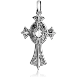 steel cross chain pendant with zirconia