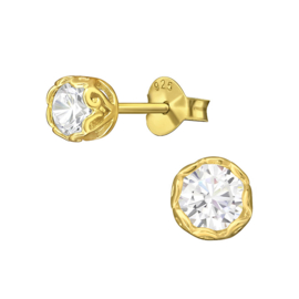 silver gold plated zirconia stud earrings