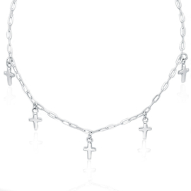Silver crosses charm necklace