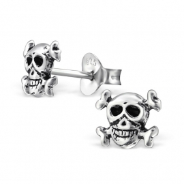 silver skull crossbones earrings