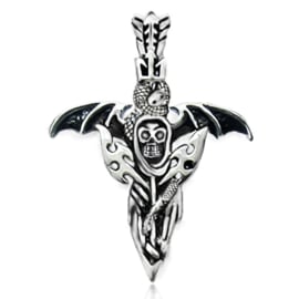 silver sword skull chain pendant