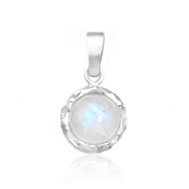 Silver round Moonstone pendant
