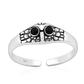 silver toe ring owl