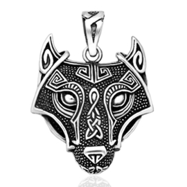 silver celtic wolf necklace pendant