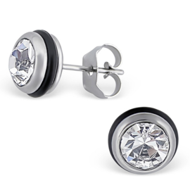 steel earrings crystal