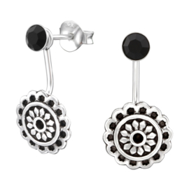 silver swing Bali earrings with crystal