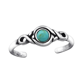 silver toe ring Turquoise stone