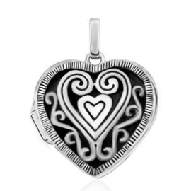 silver picture medallion locket heart pendant