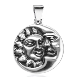 silver moon sun pendant