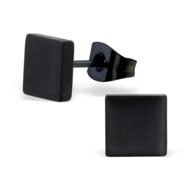 black steel square earrings
